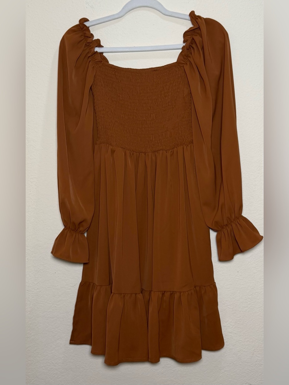 SHEIN Rust Smocked Mini Dress Small Cottagecore